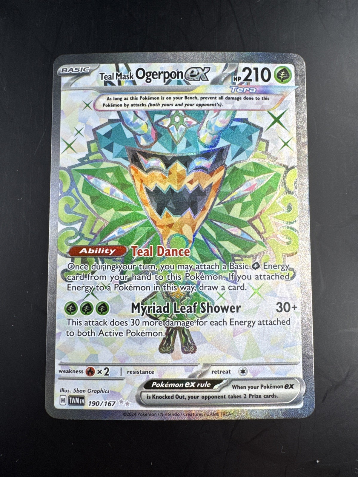 Teal Mask Ogerpon ex 190/167 Twilight Masquerade Holo NM