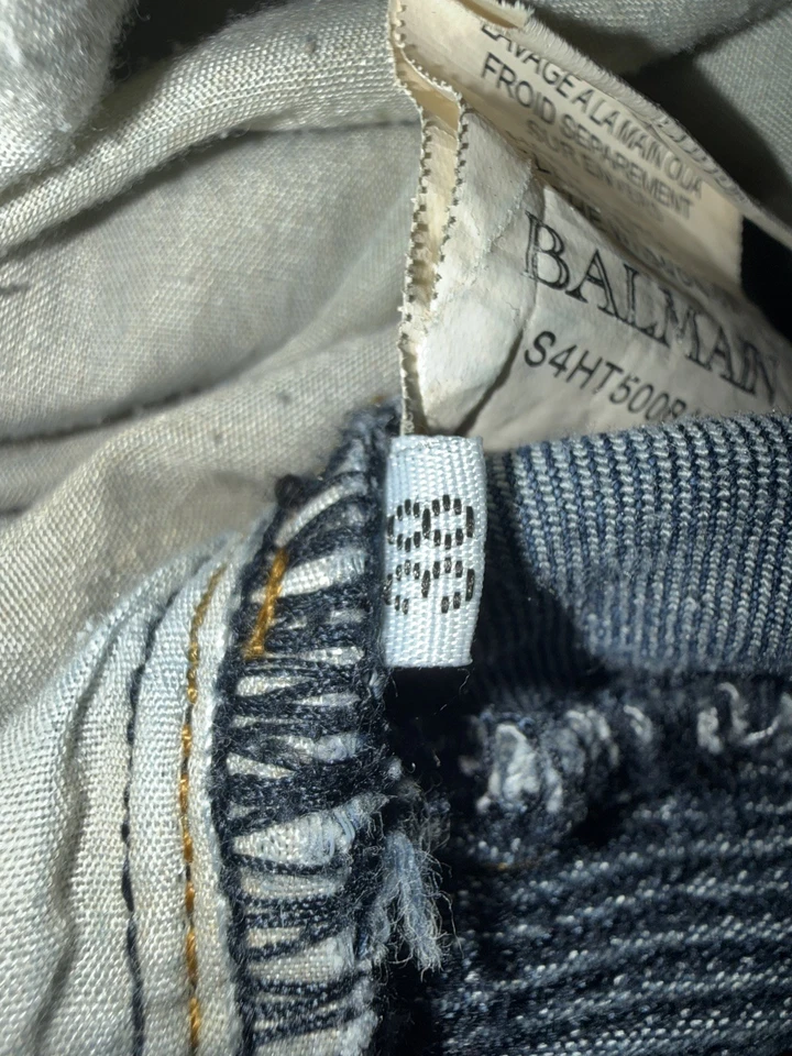 Balmain Paris Slim Biker Motorcycle Jeans Men's Size 32x32 Blue Distressed Japan - Image 4 of 4