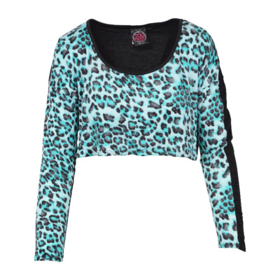 #ad #ad TOO FAST JUNGLE FEVER LONG SLEEVES CROP TOP TURQUOISE $6.25