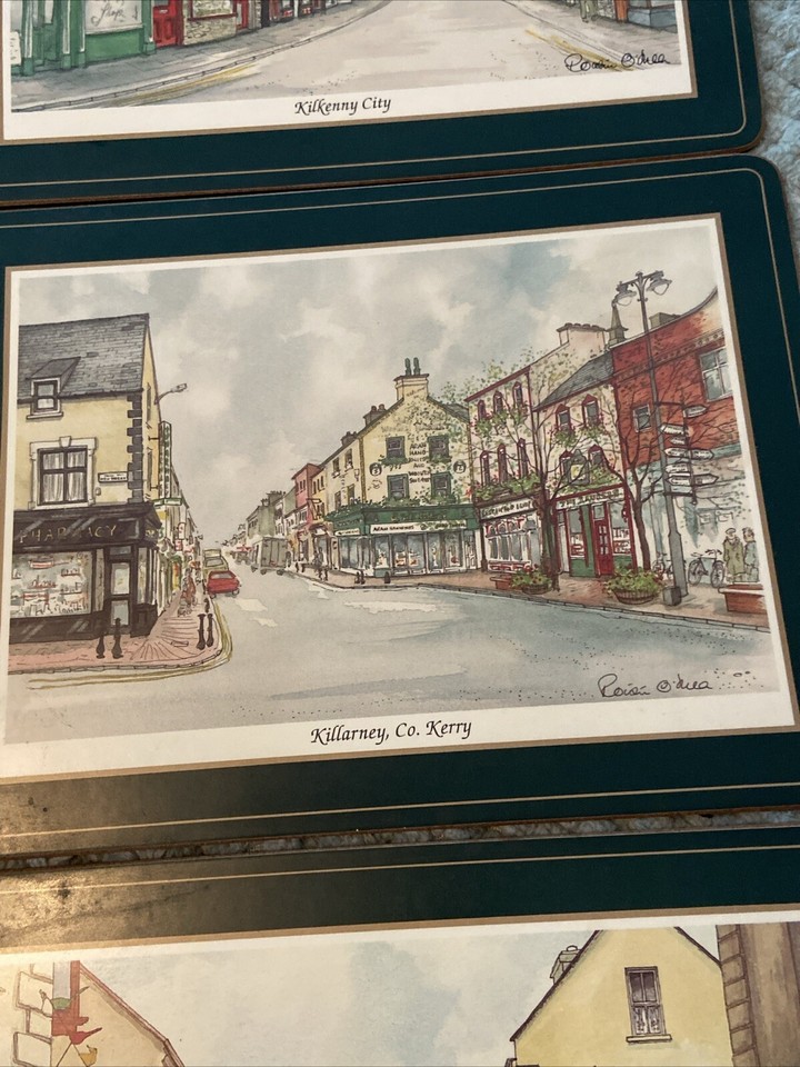 Vintage Set Of 6 Pimpernel Streets Of Ireland Series 12X9” Placemats In