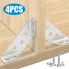 4PCS Angle Corner Brackets for Wood Corner Brackets Triangle Bracket Set Steel
