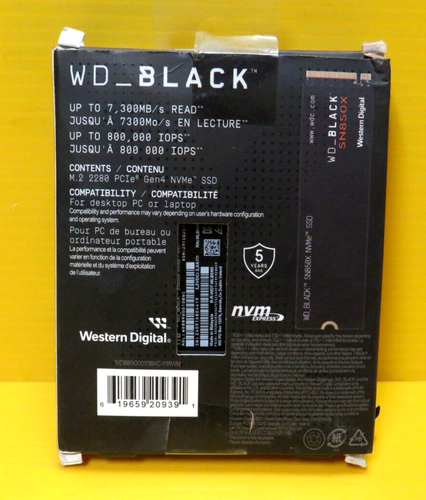 👌❤😍 NEW Western Digital WD Black SN850X 1TB GEN 4 SSD Game Drive WDBB960010BNC - Picture 2 of 6