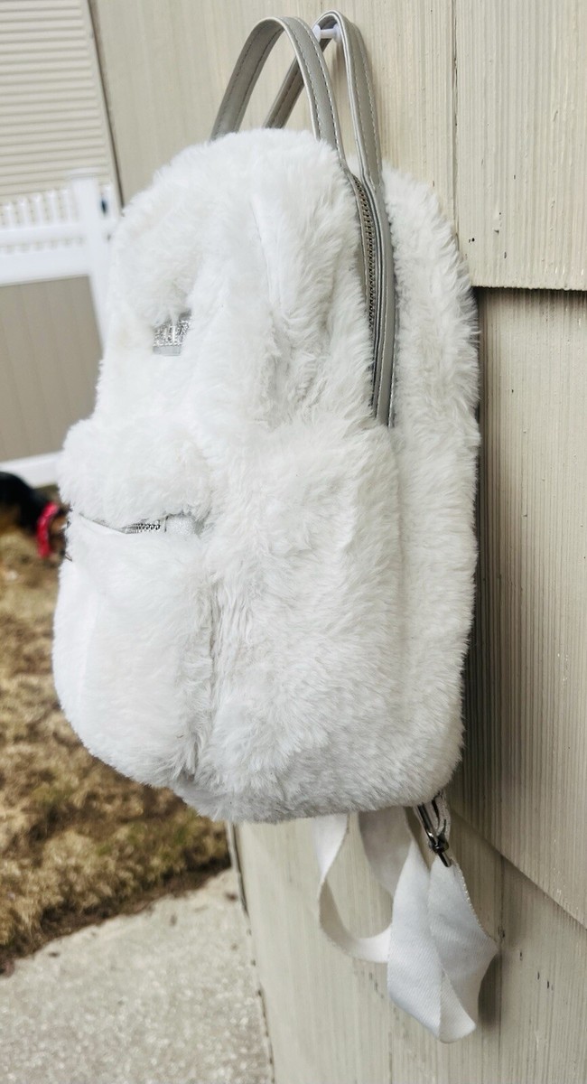 Playboy Limited Edition White Fur Bling Backpack