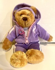 Breast Cancer Awareness Plush Bear Vintage Purple Plushland 8&rdquo; Pin Included