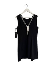 Warehouse NWT RRP £78 Black Smart Dress Jewel Diamanté V Neck Smart Work Size 14