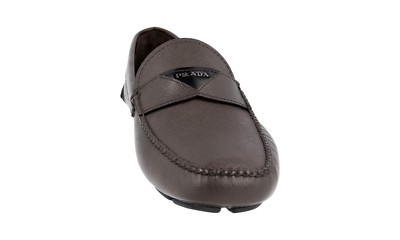 PRADA Saffiano Leather Driving Loafer Shoes 2DD131 Brown NEW - US