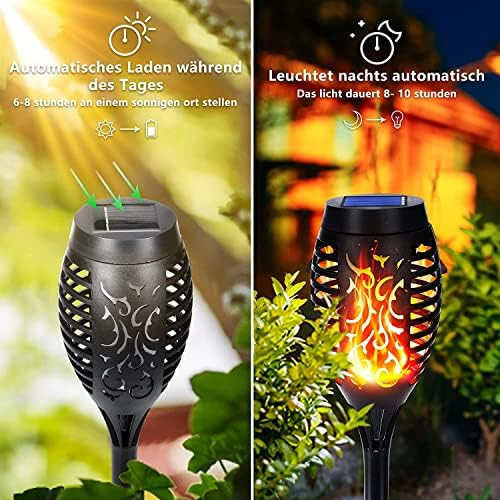 Lumière flamme solaire extérieure pour terrasse et décoration de soirée d'été NEXVIN lot de 8