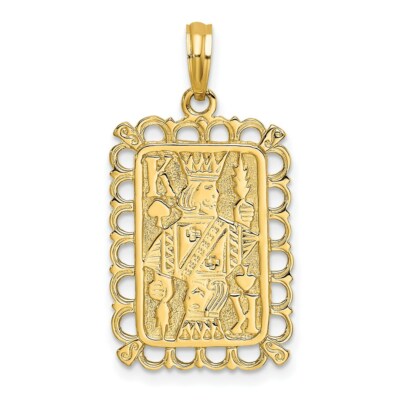 14K Yellow Gold 2-D King Playing Card Pendant
