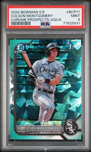 2022 BOWMAN SAPPHIRE EDITION COLSON MONTGOMERY 1ST CHROME AQUA /55 PSA 9