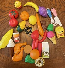 Toy Food Lot 30 Pc Veggies, Fruit, Utensils Etc