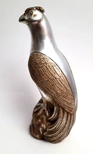 Pheasant Bird Figurine Chalkware Gold Silver Finish 9.5"