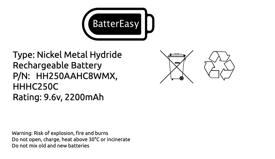 BatterEasy Battery Replacement to fit HKC Quantum 70 SecureWave 9.6V ...