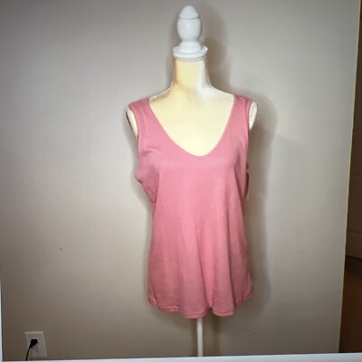 Halogen Women s Pink Tank Sleeveless Scoop Neck Top Size Large*