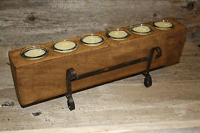 6 Hole Wooden Sugar Mold Wood Candle Holder Primitive Rustic Home Decor