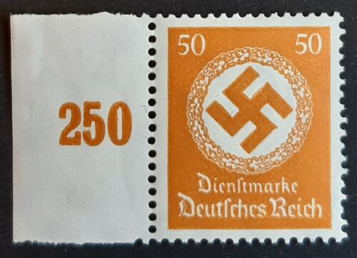 Deutschland Drittes Reich 1934 SGO537 50pf gelbes Hakenkreuz Offiziell mit Lasche, fein postfrisch - Bild 1 von 1