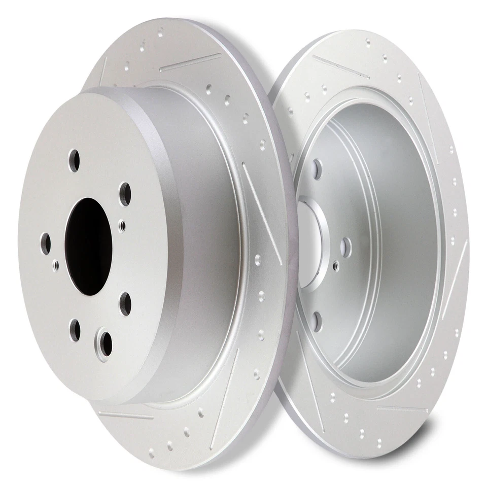 Front Rear Drilled Rotors Ceramic Brake Pads for 2006 2007 2008-2013 Lexus IS250 - Image 3 of 4