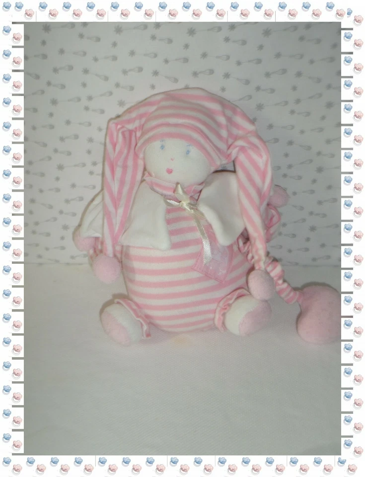 K - Doudou Poupée de Chiffon Musicale Rose Blanche Moulin Roty - Photo 1/1
