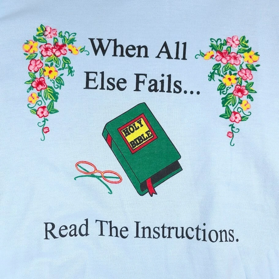 Sudadera Cristiana De Colección Para Hombre Talla Grande Azul Años 80 Leer La Biblia Hecha en EE. UU. Foto 3 de 4