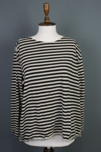 GUDRUN SJODEN White Striped Long Sleeve Relaxed Tunic Top Size XXL - Picture 1 of 22