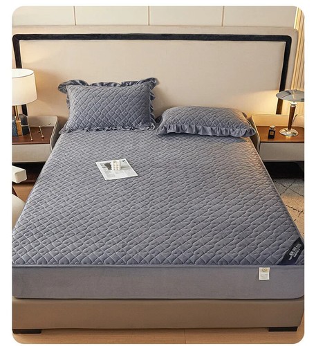 Crystal Fleece Bed Padded Fitted Sheet Fleece Sheet All-Inclusive Mattress Cover - Picture 9 of 25