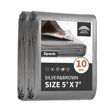 Tarps Heavy Duty Waterproof 5x7 Feet 2 Pack 10Mil Multipurpose Small Tarp Cov...