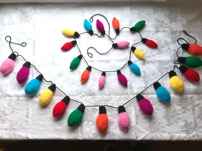 DK STRAIGHT NEEDLES KNITTING PATTERN RETRO CHRISTMAS GARLAND FESTOON LIGHTS