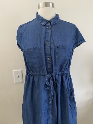 h&m blue maternity dress mama denim shirtdress medium Short Sleeve Womens dresses