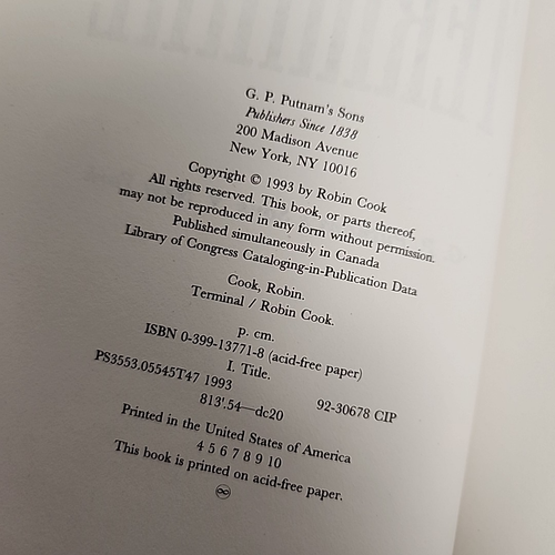 Terminal by Robin Cook Hardcover 1st Edition 1993 - Picture 5 of 16