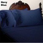 Navy Blue Striped Queen Size Sheet Set 1000 Thread Count 100% Egyptian Cotton