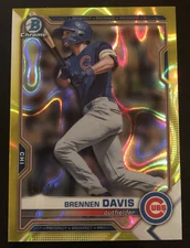 2021 BowmanChrome BRENNEN DAVIS Yellow Lava Refractor #d 60/75! CUBS PROSPECT!