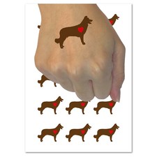 Border Collie Dog with Heart Temporary Tattoo Water Resistant Fake Body Art Set