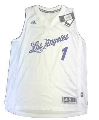 NEW D’Angelo Russell Mens Size L Adidas Los Angeles Lakers XMAS Swingman  Jersey