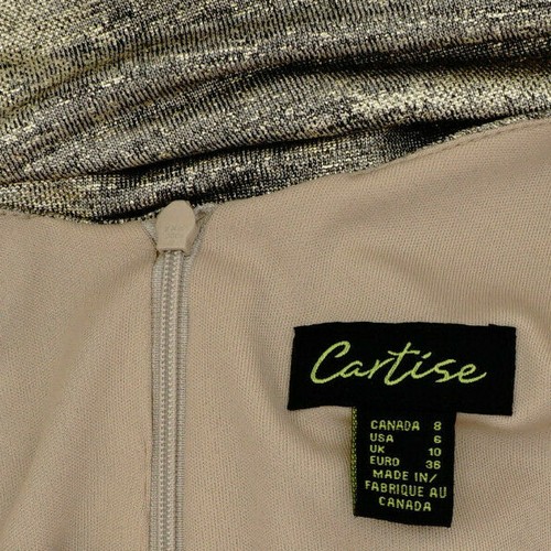 Metallic Gold Clubwear Dress Special Occasion Cap Sleeves Cartise Size 6 - Picture 11 of 12