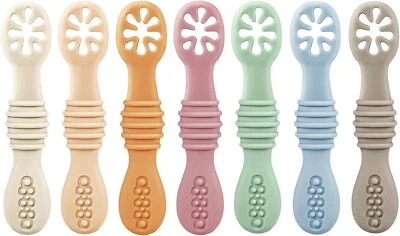 PandaEar 7 Stück Silikon Lernlöffel Baby Löffel Brei ab 4 Monaten Selber Essen