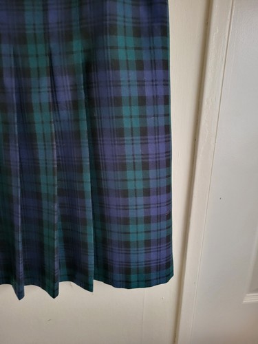 Canda C&A Vintage Ladies Skirt Size 14 Blue Green Check Pleats Knee Length - Picture 7 of 16