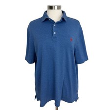 POLO Ralph Lauren Mens XL 100 Cotton Classic Fit Blue Short Sleeve Polo Shirt