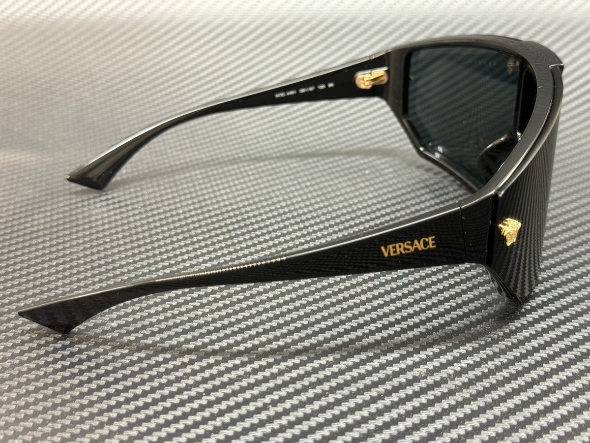 Versace VE4461 GB1/87 Sunglasses Black Shield Frame,Grey with Gold Clip-On Lense Versace VE 4461 GB1/87 Black Plastic Shield Sunglasses Grey  main image 3
