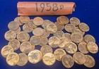 1958 D LINCOLN CENT ROLL 50 COINS