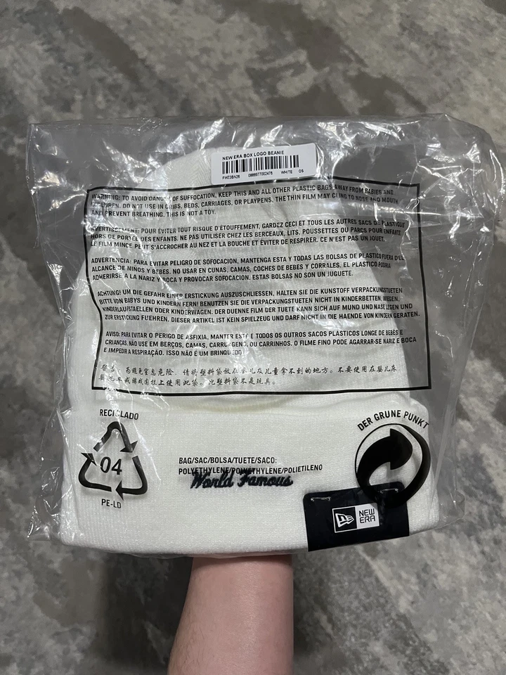 Gorro New Era Supreme logotipo caixa branco FW23 novo em folha autêntico - Imagem 2 de 4