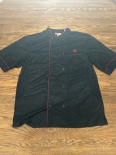 Chick-Fil-A Oobe  Chef Jacket Short Sleeve Black /Red Piping Size Medium