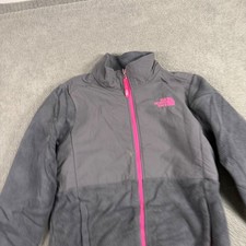 The North Face Girls Gray Pink Fleece Full Zip Jacket Large 14/16 Mixed Media