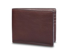 BOSCA mens wallet bifold SLIM 10 PKT FLIP I.D. BIFORD Dark Brown Navayo