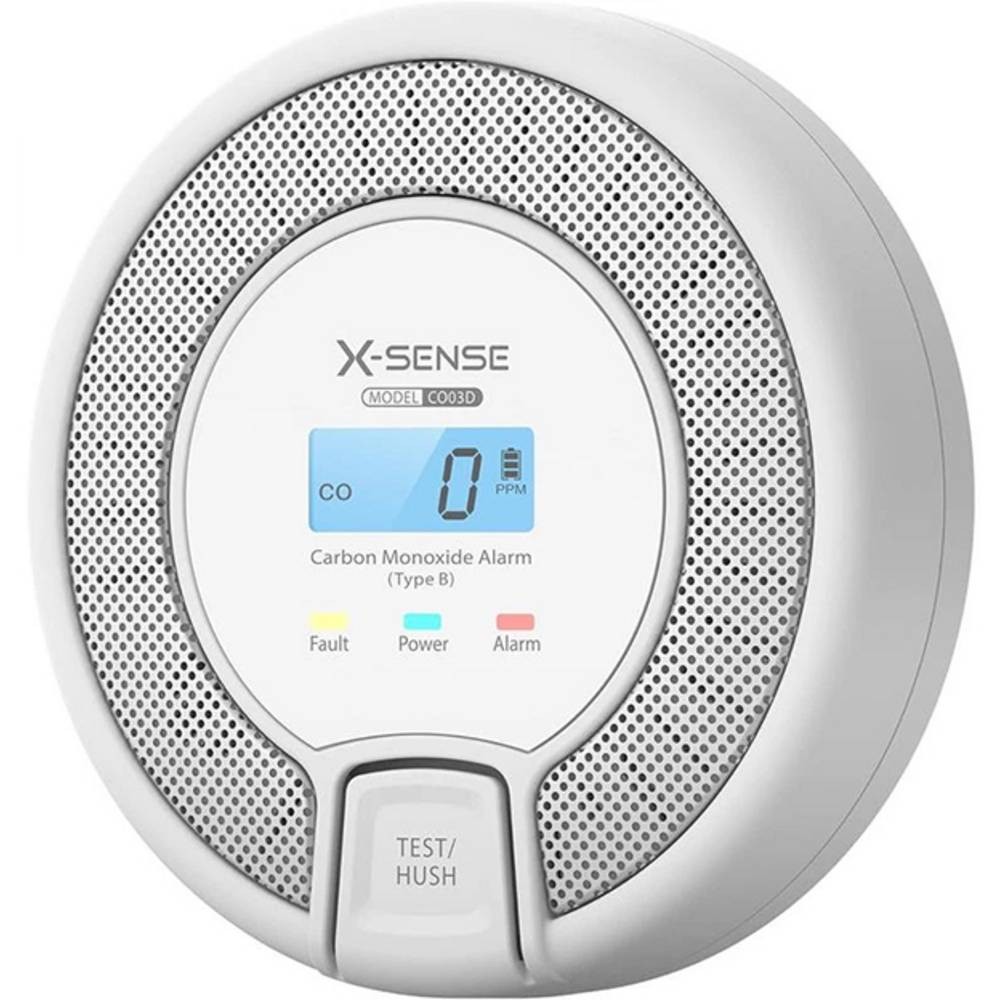 Détecteur de fumée X-Sense CO03D-W avec pile de 10 ans et écran numérique LCD blanc