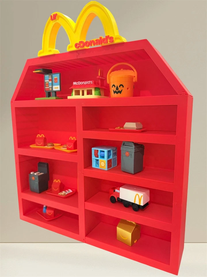 Red & Yellow Display Shelf w/ Sign for Lil McDonald’s Happy Meal Toys (No Toys) - Image 3 of 4