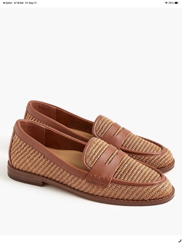 J. CREW FACTORY Woven penny loafers in Cedarwood Raffia Size 9.5