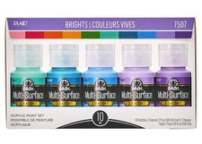 Color 10 Bottle MultiSurface Acrylic Paint Set 2oz Brights Art Supplies