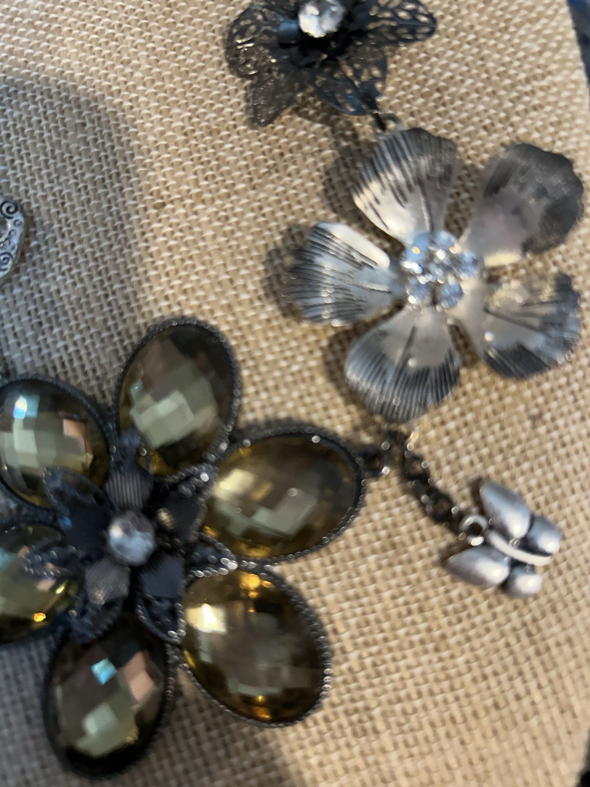 Statement Necklace Large Multi Layers Flowers Pea… - image 13