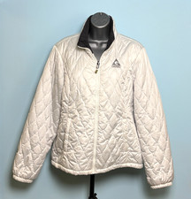 Gerry Quilted Puffer Jacket Womens Large L White Fleece Collar Outdoor Coat