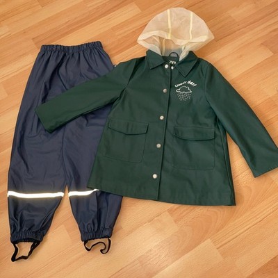 Regenanzug Gr.116 Regenhose Playshoes Regenjacke Zara Grün Blau Cloudr day!  ️