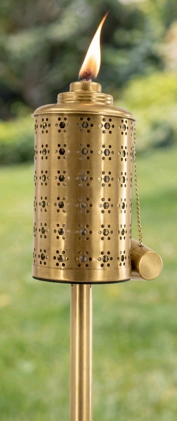 Patio Essentials 15.75 In Classic Die Cut Metal Outdoor Torch Gold